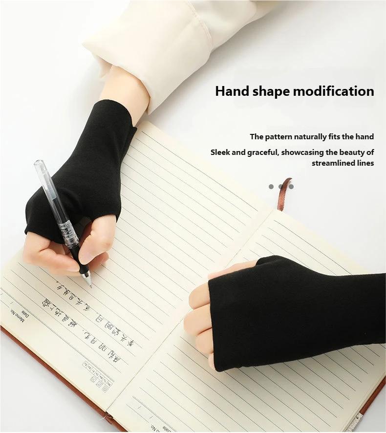 De Rong Half Palm Gloves, Fall Winter Thin Warm Gloves, Unisex Elastic Driving Typing Touch Screen, Student Learning Gloves