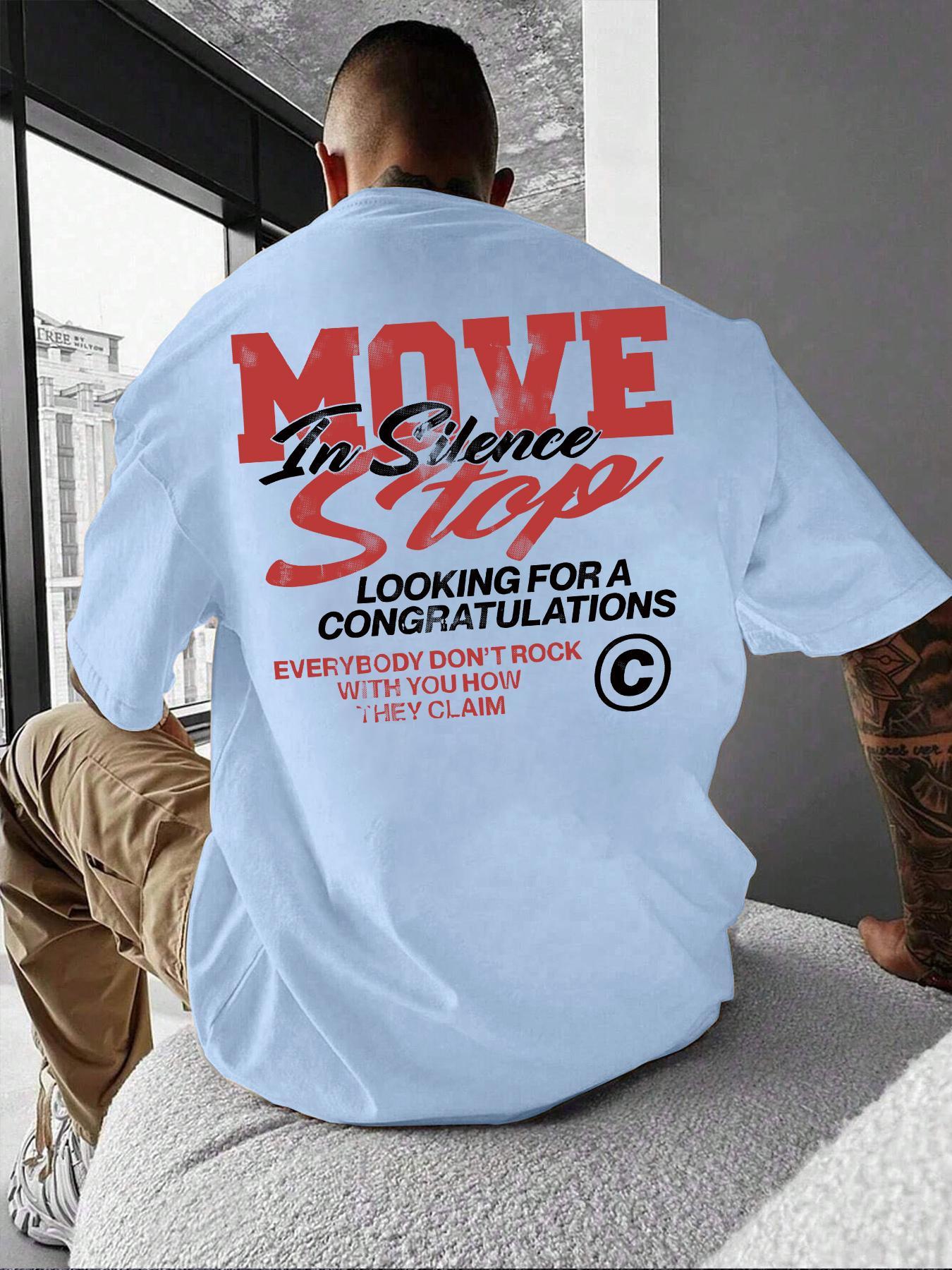 Unisex's Loose Letter Print Round Neck Drop Shoulder Tee, Street Casual Short Sleeve Streetwear Stylish T-shirt for Summer, Unisex's Tops for Daily Wear