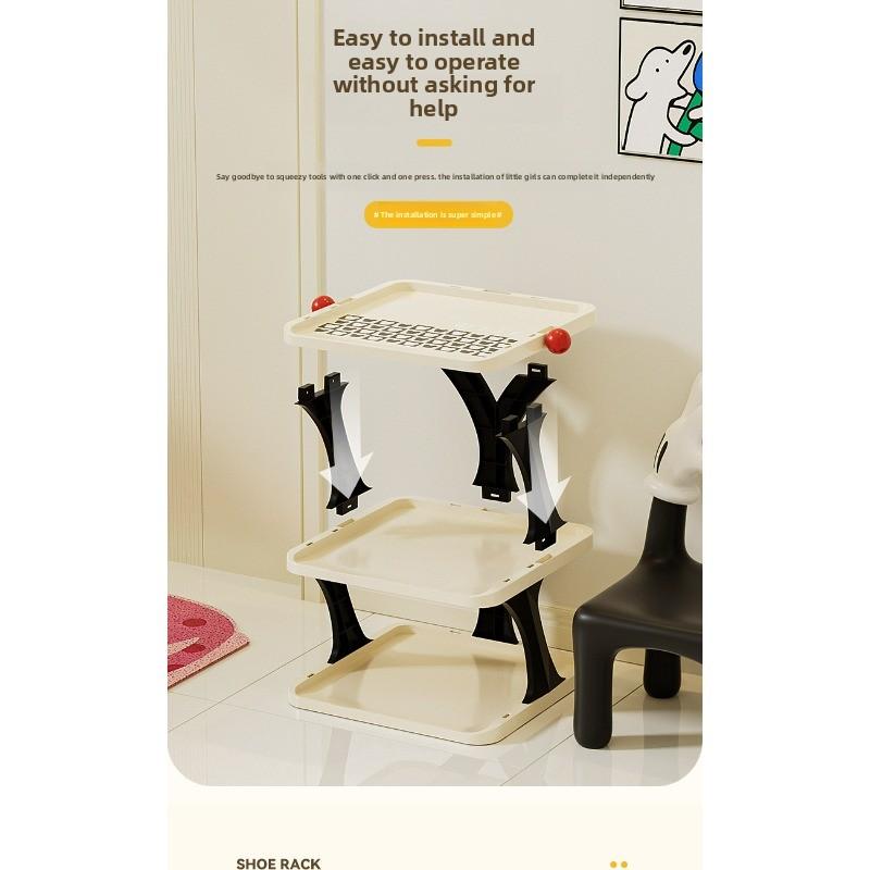 VHS Carefully Selected Foldable Simple Shoe Rack: Home Entryway Storage Essential, New-Style Shoe Organizer, Multi-Tier Space-Saving Narrow Shelf for Indoor Use, Stackable Shoe Organizer, Freestanding Shoe Storage