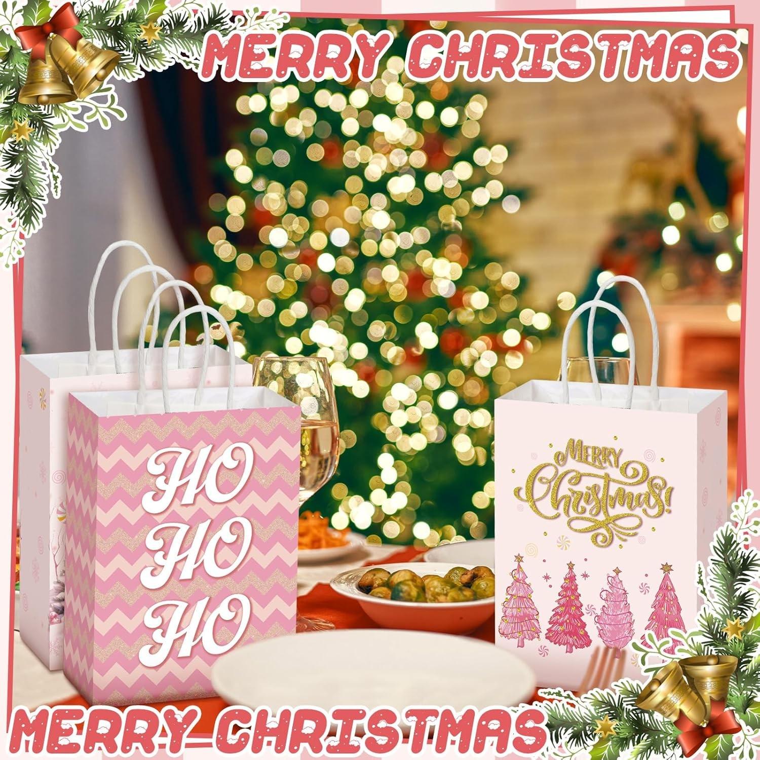 Christmas Party Gift Bags, Paper Santa Claus Gifts with Handles, Perfect for Holiday Decorations and Candy Packaging