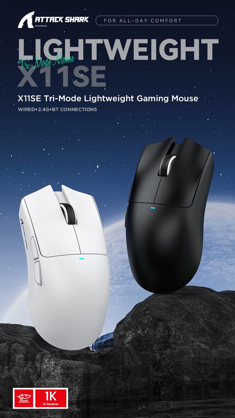 ATTACK SHARK X11SE Wireless Gaming Mouse ATTACK SHARK X11SE Gaming Mouse, PixArt PAW3311 Gaming Sensor, BT/2.4G Wireless/Wired