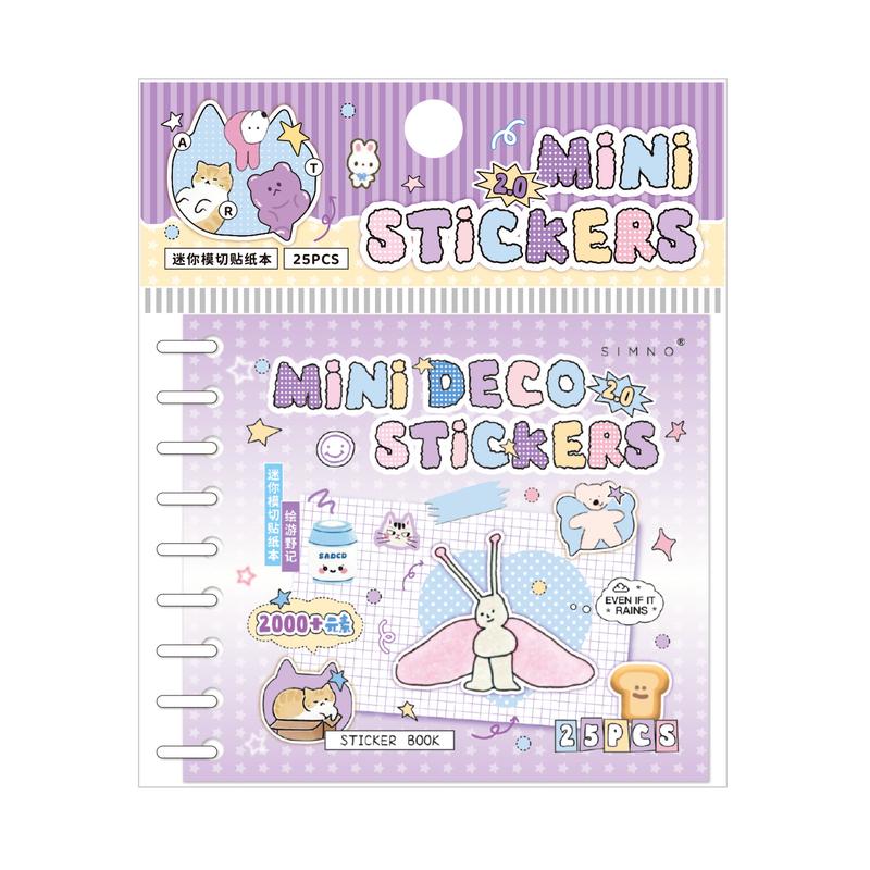 25 Sheets Mini Fairy Tale Sticker Book 2.0 Series Handmade Decoration, Creative Collage Materials DIY Scrapbook Diary Frame Background Gift Packaging Greeting Card Phone Case Water Cup Sticker Album