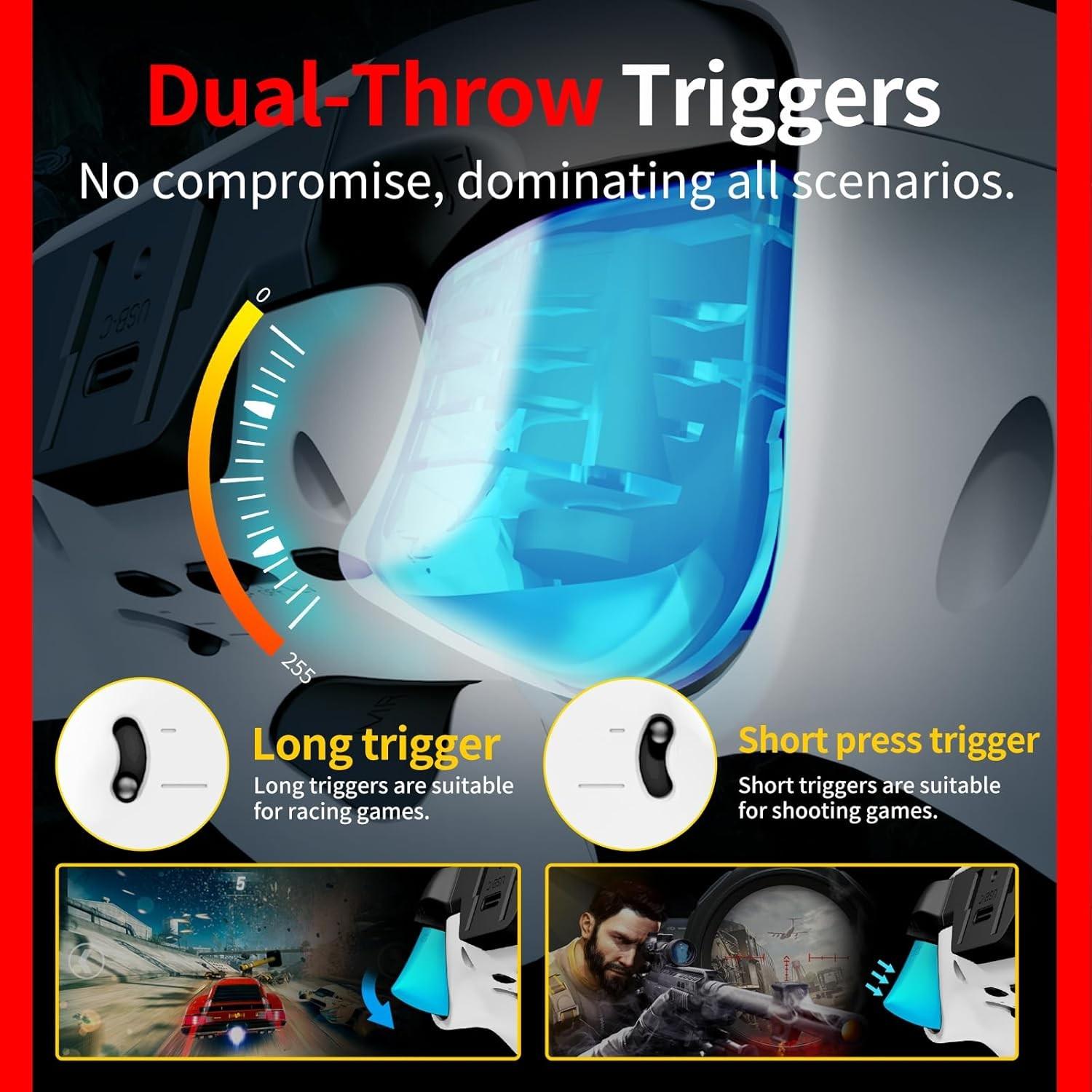 Nbcp Wireless Game Controller for P5 PC iOS Android, Dual Vibration Hall Trigger, Gyroscope Support, RGB Light Adjustment