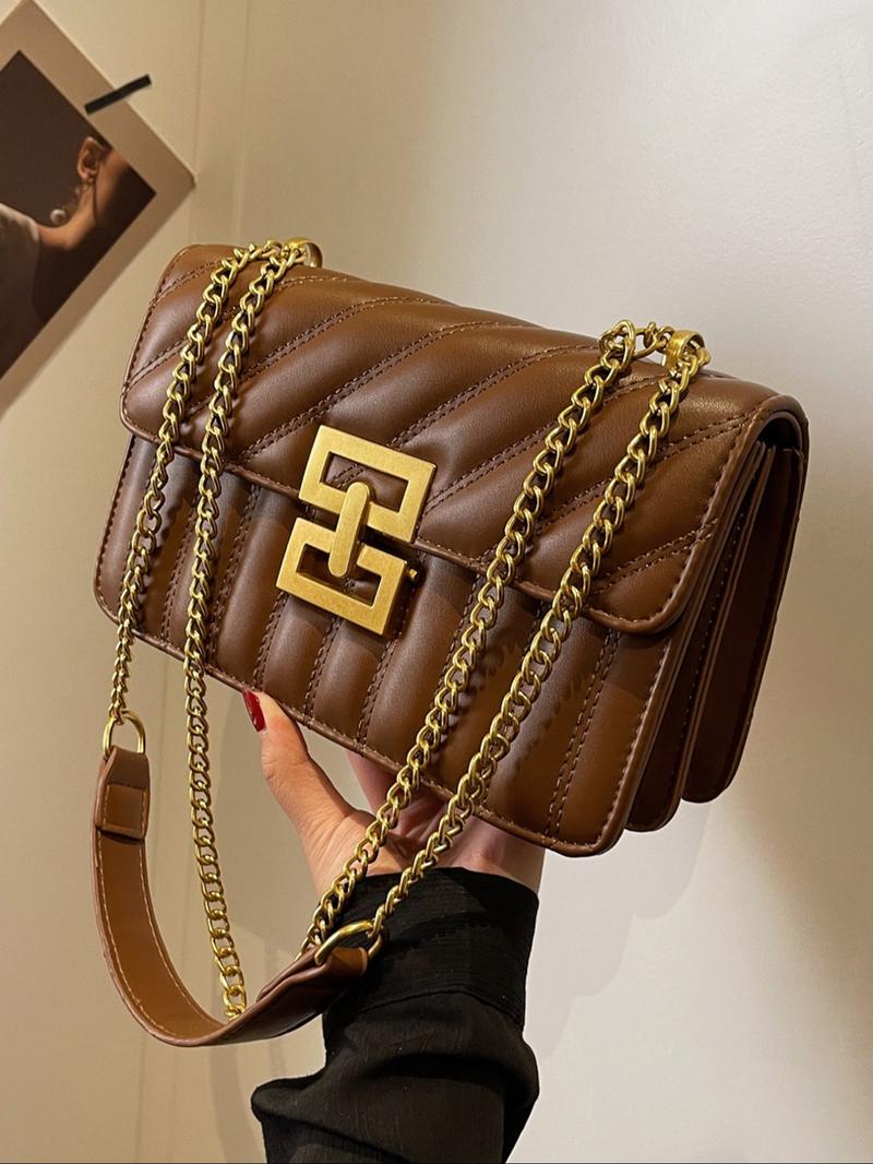 Women's Fashion Chain Strap Crossbody Bag, Casual Versatile Shoulder Bag for Daily Travel Work Commute, Trendy All-match Commuter Bag, Girl Fashionable Shopping Bag, Adjustable Crossbody Shoulder