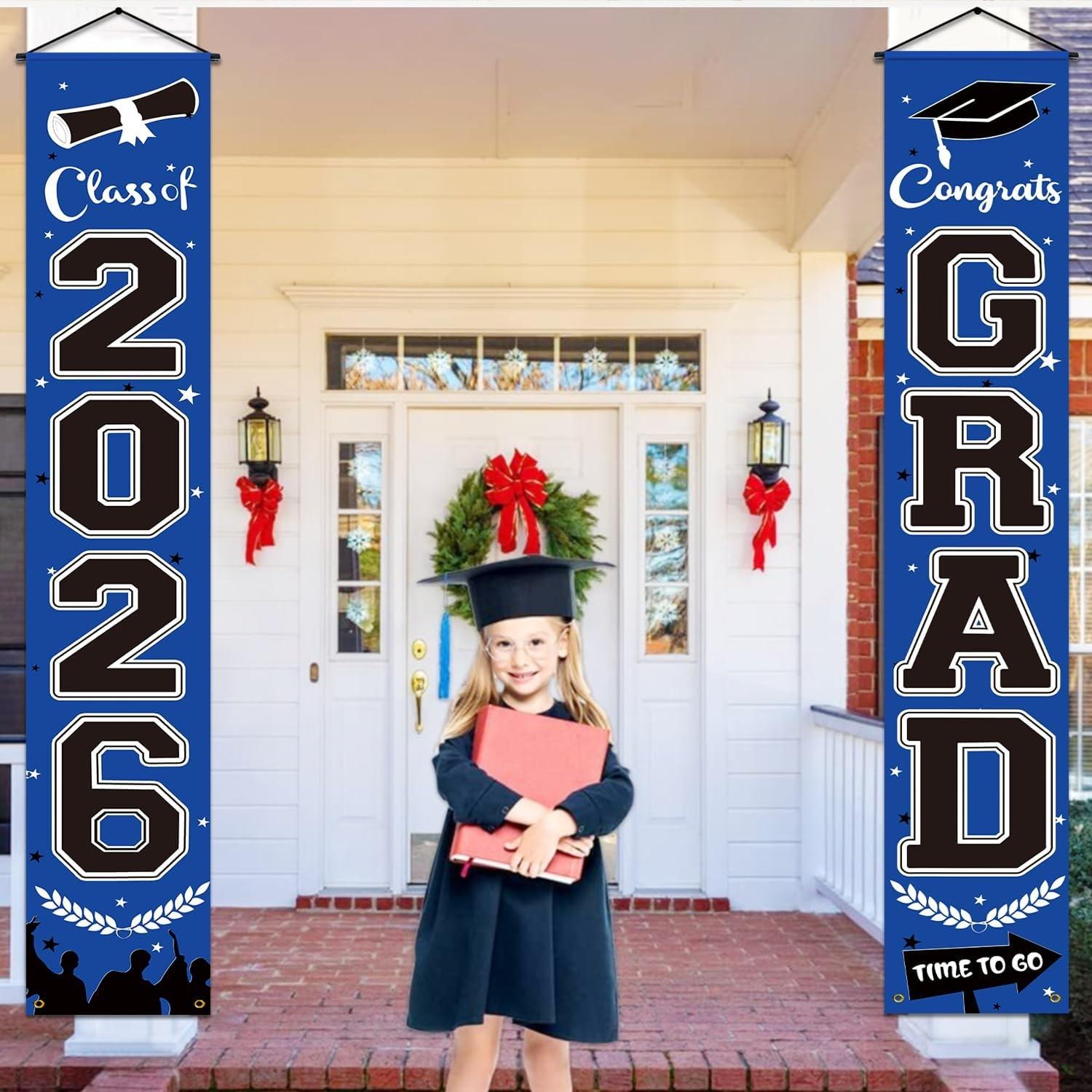 2026 Graduation Banner, 71x12 Inches, Blue, Perfect for Graduation Decorations, Congratulations Banner for Special Occasions