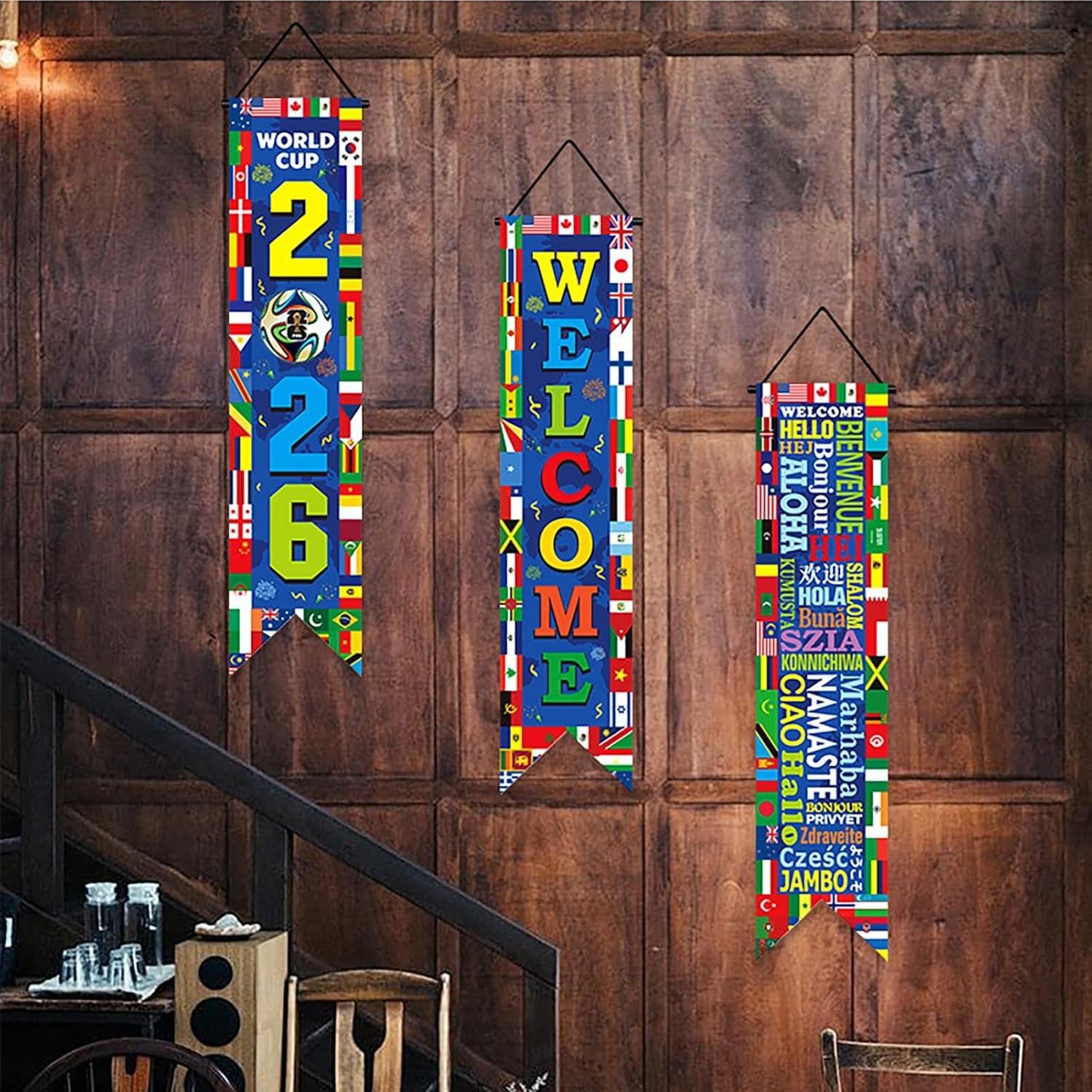 2026 World Cup Decoration, International Flag Bunting 30x130cm Fade-Resistant, Football Party Supplies for Classroom, Bar, Restaurant, Sports Viewing Parties