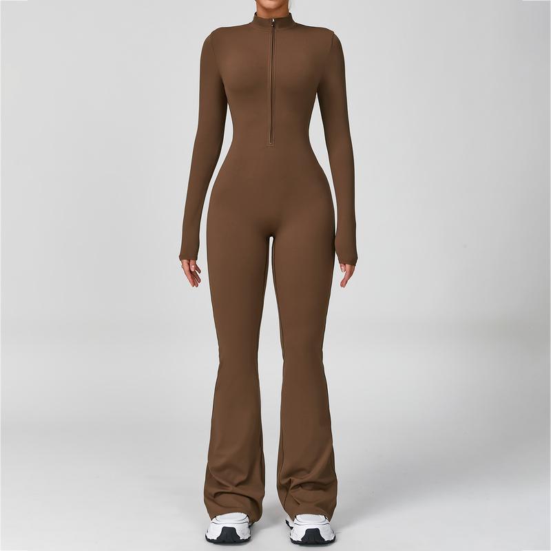 Women's Long Sleeve Flared Sports Jumpsuit - Zipper Jumpsuit, Wide Leg body suit, Sexy One-Piece Yoga Jumpsuit, Fitness Activewear for the Gym, Pilates, Casual or Street Wear, Tennis Skirt with Shorts and Tie-Front Activewear sporty yoga set Women's Long Sleeve Flared Sports Jumpsuit - Zipper Jumpsuit, Wide Leg body suit, Sexy One-Piece Yoga Jumpsuit, Fitness Activewear for the Gym, Pilates, Casual or Street Wear, Tennis Skirt with Shorts and Tie-Front Activewear sporty yoga set