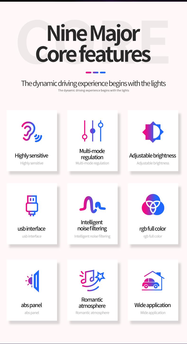 Car Pointer Rhythm Light Atmosphere Light Music Rhythm Light Voice Controlled Pickup Light Car Ornament 5V USB Night Light Interior Car Lights