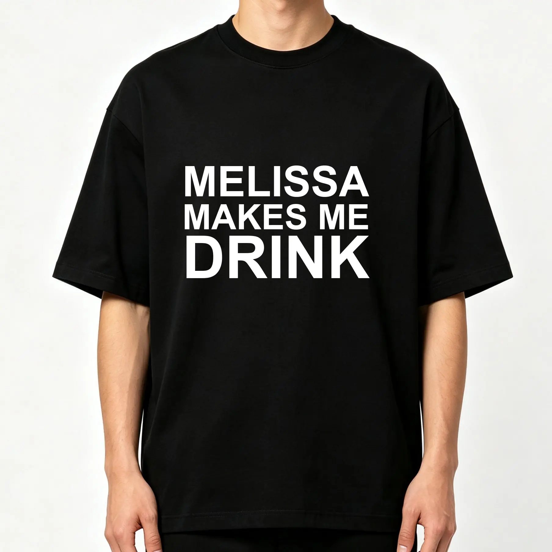 Melissa Makes Me Drink Letter Print Crew-Neck T-Shirt,funny
