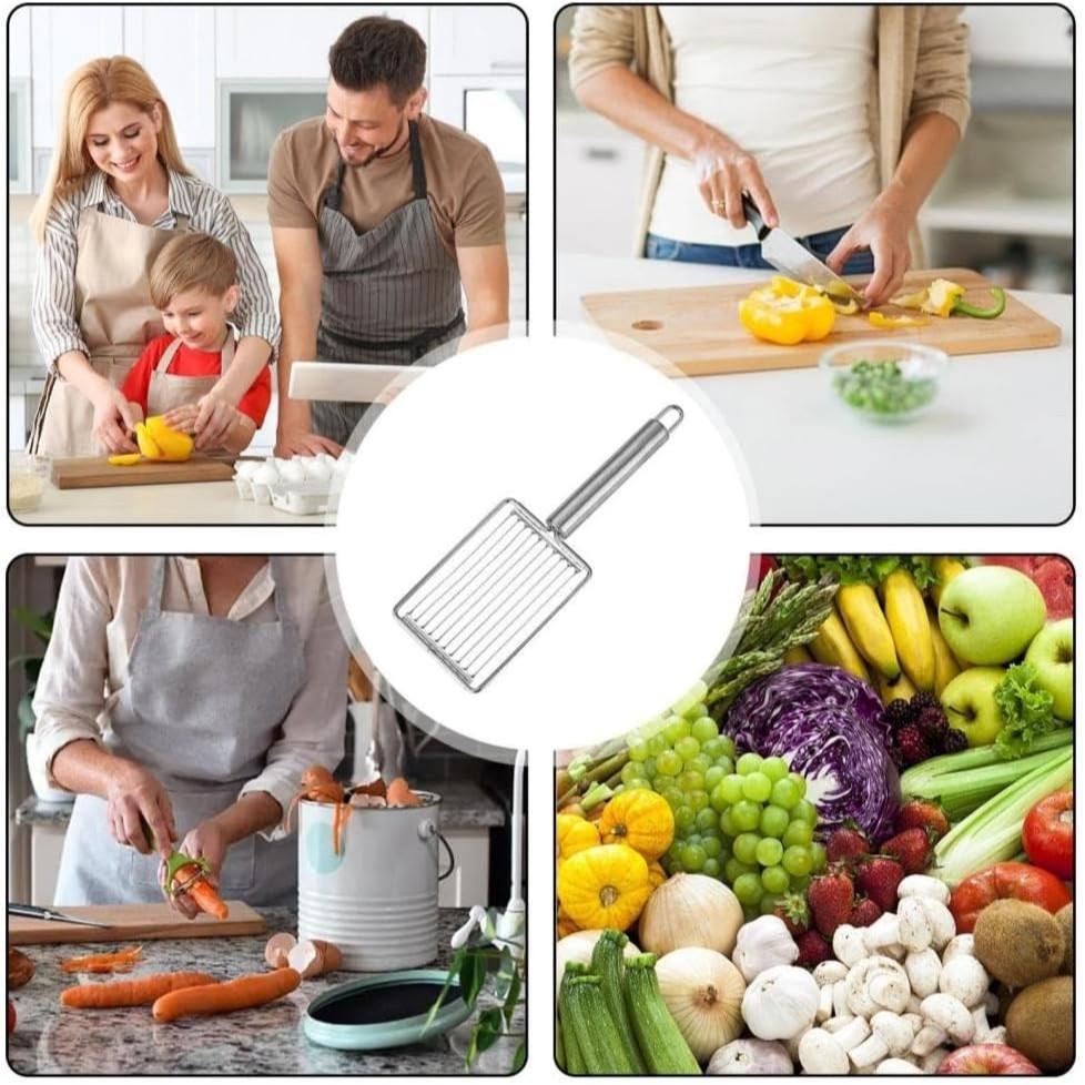 Stainless Steel Tomato Slicer, Manual Vegetable & Fruit Cutter with Ergonomic Handle, Multifunctional Egg Slicer & Kitchen Gadget for Perfect Slicing & Dicing, Ideal for Salads, Sandwiches, Breakfast Prep, Durable Construction