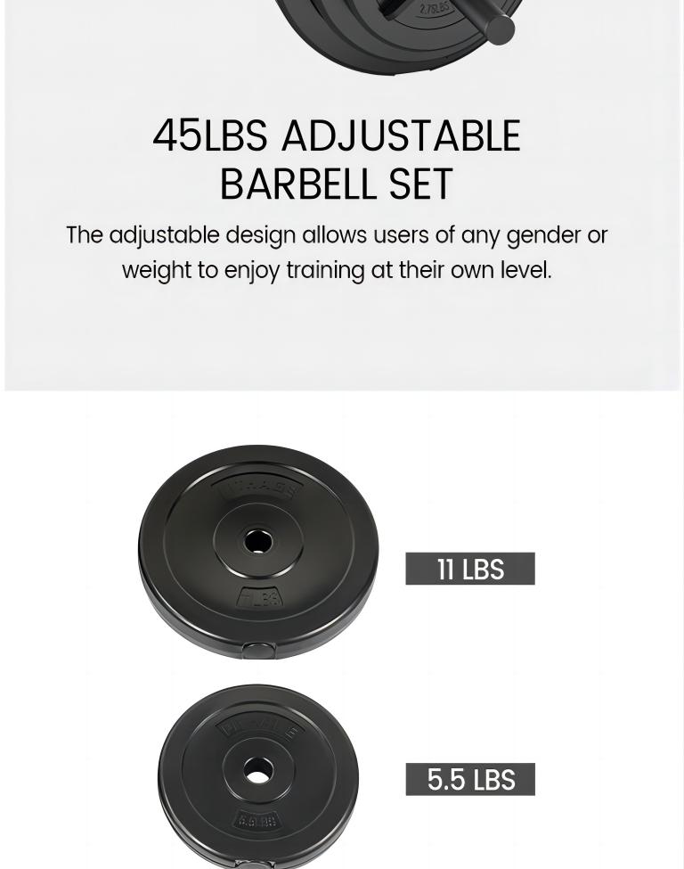 Relife Adjustable Barbell Weight Set for Home Gym, Barbell Weight Set for Lifting and Body Building, Black Muscle Training Equipment Muscle Exercise Equipment