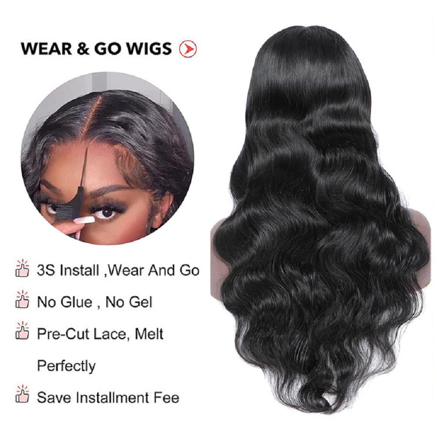 Human Hair 30 38 Inch Body Wave Glueless Wigs Pre Cut 5x5 Lace Closure Wig Brazilian 9x6 HD Lace Front Wig For Women 180% Density Pre Plucked Hairline Bleached Knots