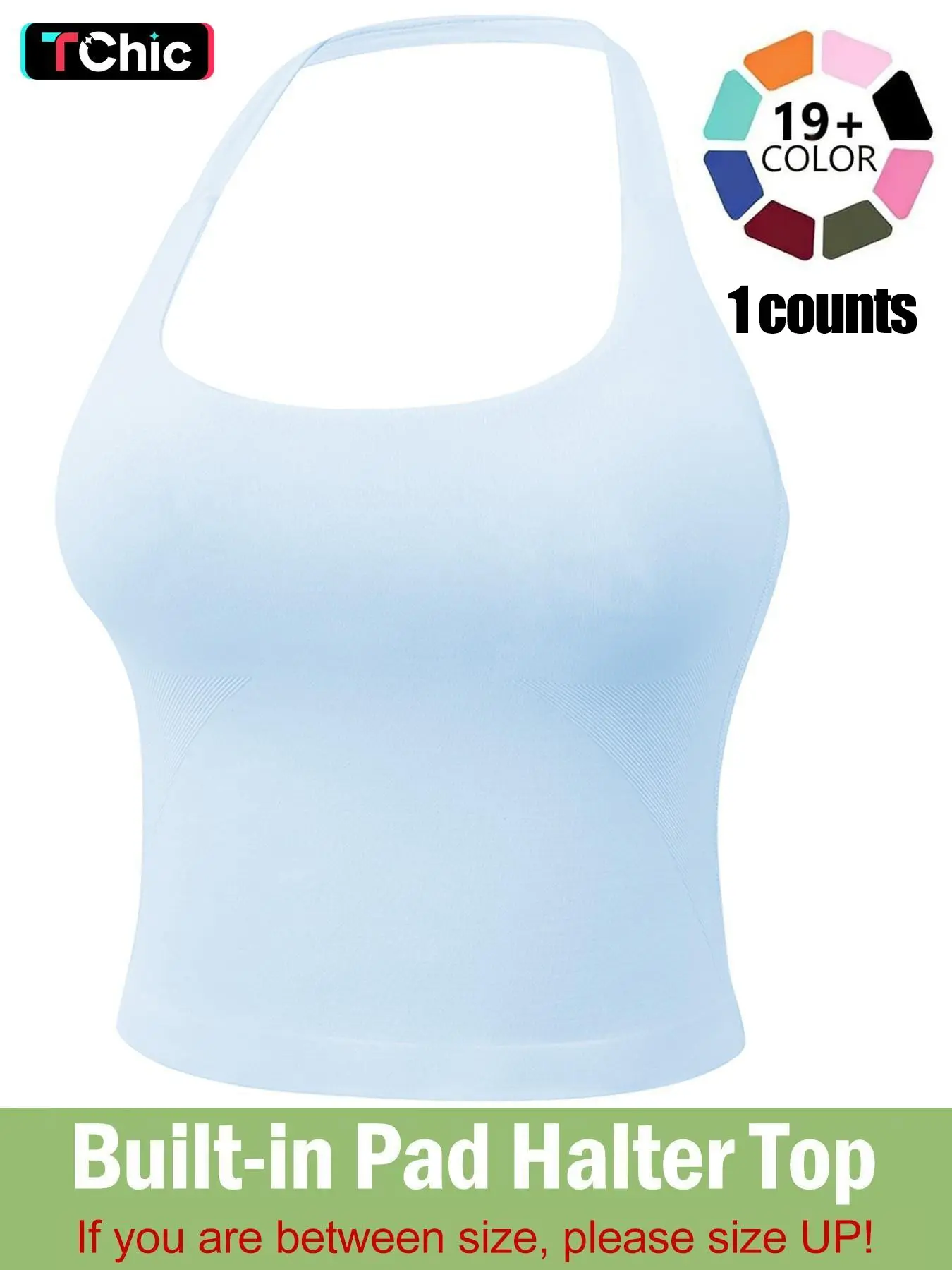 Women's Solid Removable Chest Pad Sports Tank Top, Casual Comfort and Durability Halter Neck Sports Top for Yoga Gym Workout, Ladies Sportswear for All Seasons, Backless Gym Clothes Sports Vest, Exercise Activewear