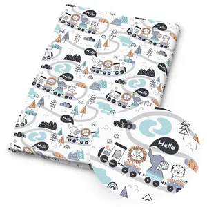 1pc Animals Print Fabric - 59 X 19.68 Inches (150 X 50 Cm) Pre-Cut Polyester Fabric with Cute Animals Train Patterns - Suitable for Valentine'S Day, Sewing, Scrapbooking, Tablecloths And Crafts