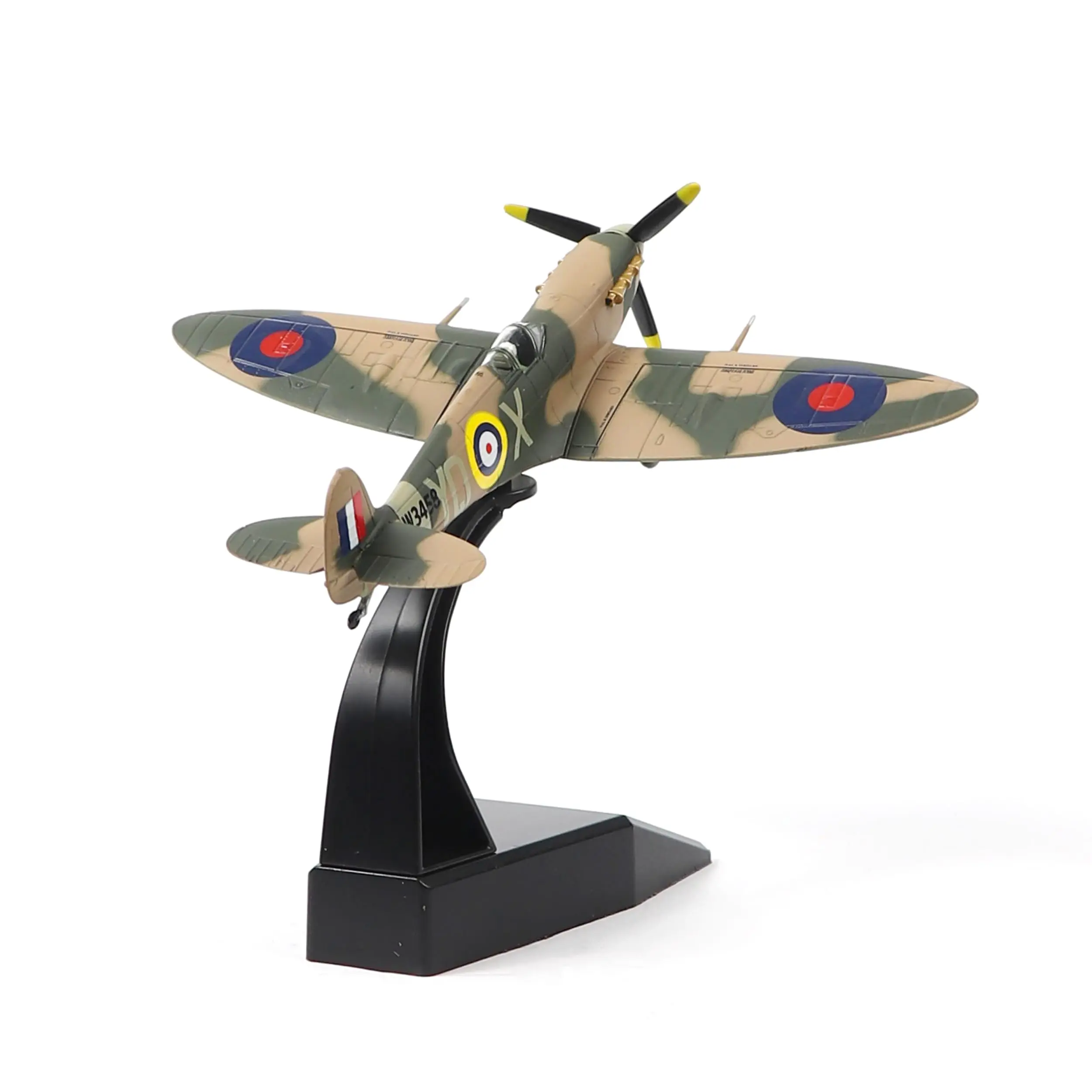 NUOTIE 1/72 Scale WWII RAF Spitfire Die-Cast Metal Fighter Plane Model, Aviation Military Collectible, Historical Camouflage, Fade-Resistant Paint, Sturdy Model, 4.17 x 5.55 x 1.26 in, 12 Months Durability, Hobby Item for Aircraft Enthusiasts