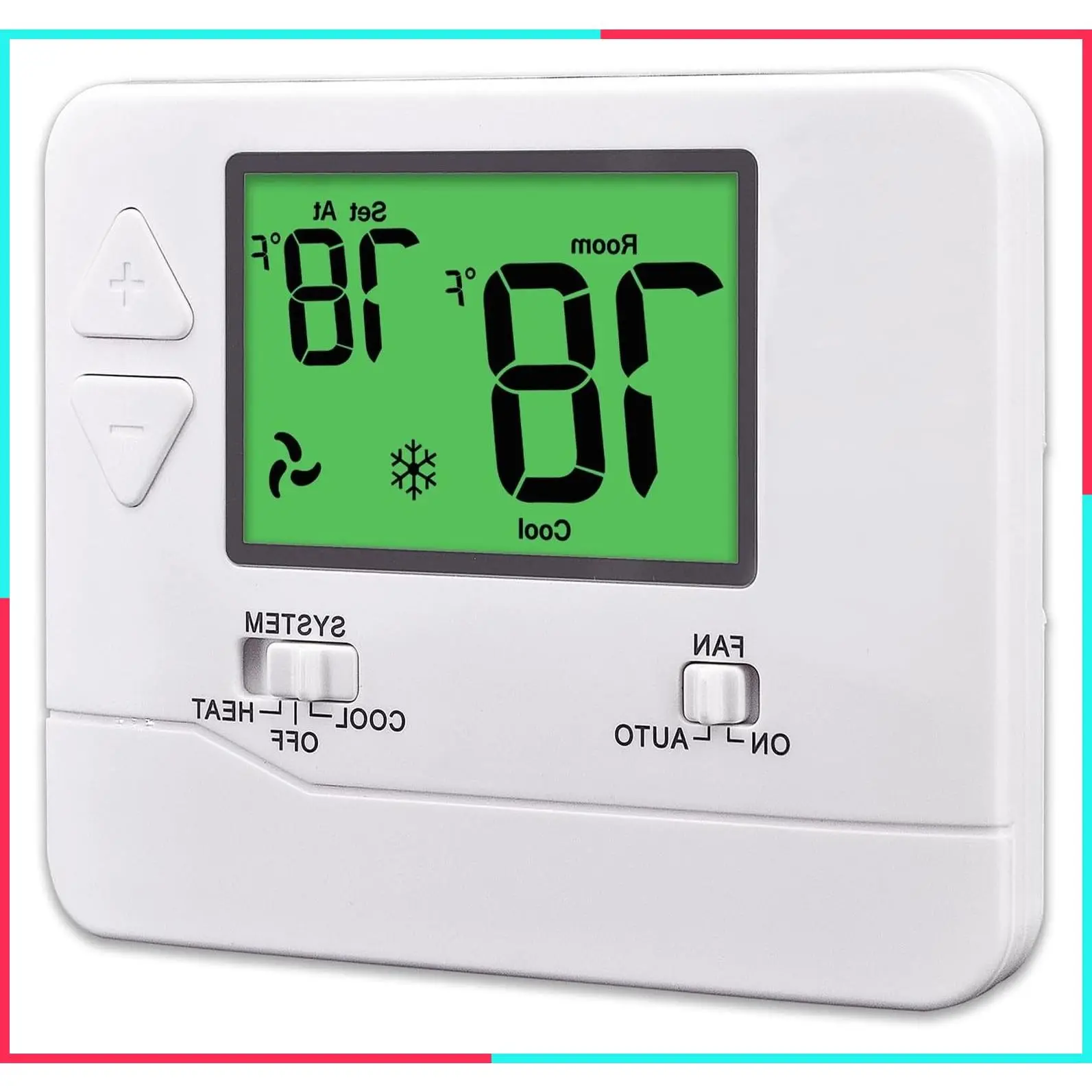 Non-Programmable Digital Thermostat for Home, Energy-Saving Single-Stage 1 Heat/1 Cool System with Green Backlight