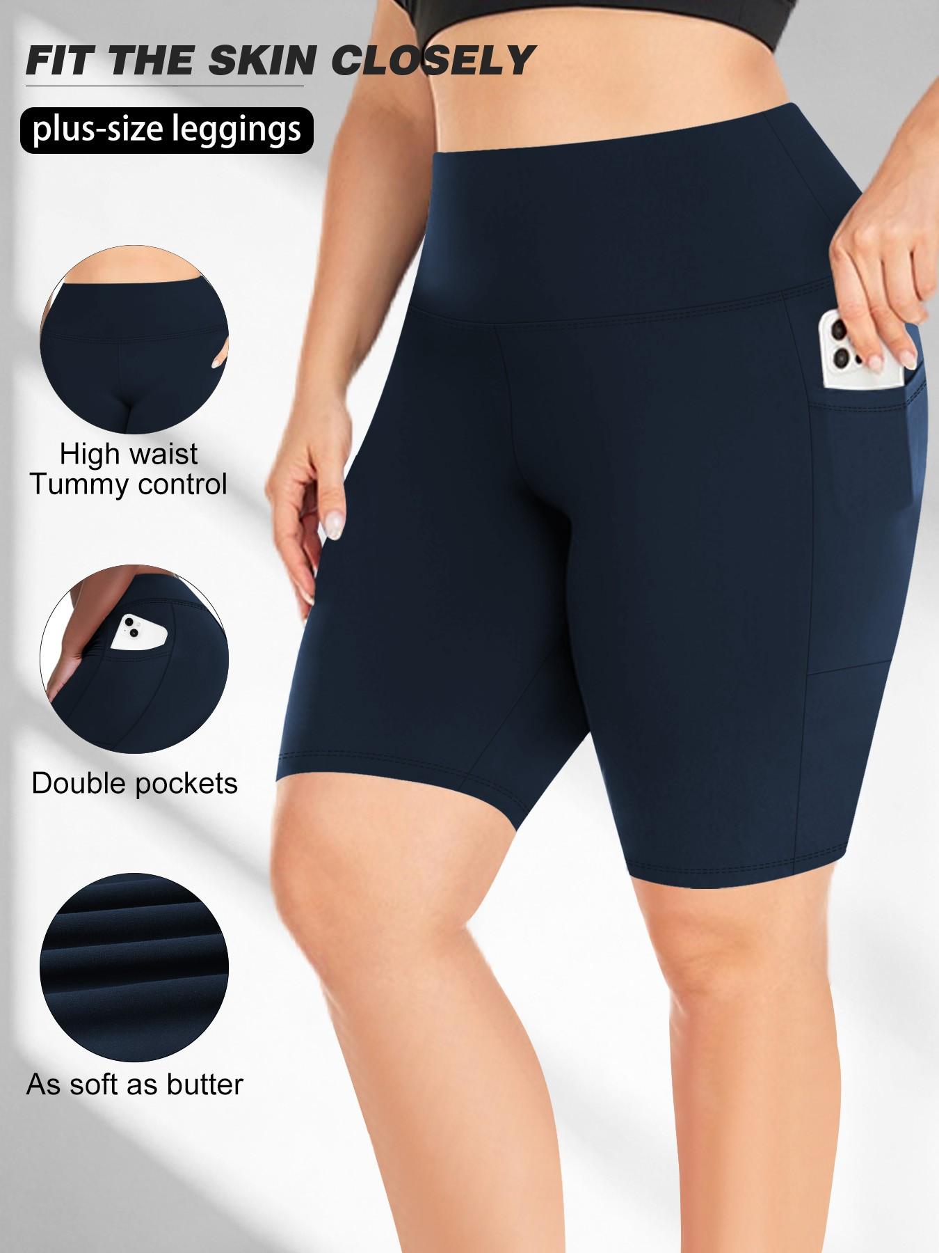 Women's High Waist Tight-Fitting Comfy Stretchy Shorts, Side Pockets, High Elasticity Abdominal Control, Casual Summer Shorts for Yoga Running, High Waisted Shorts