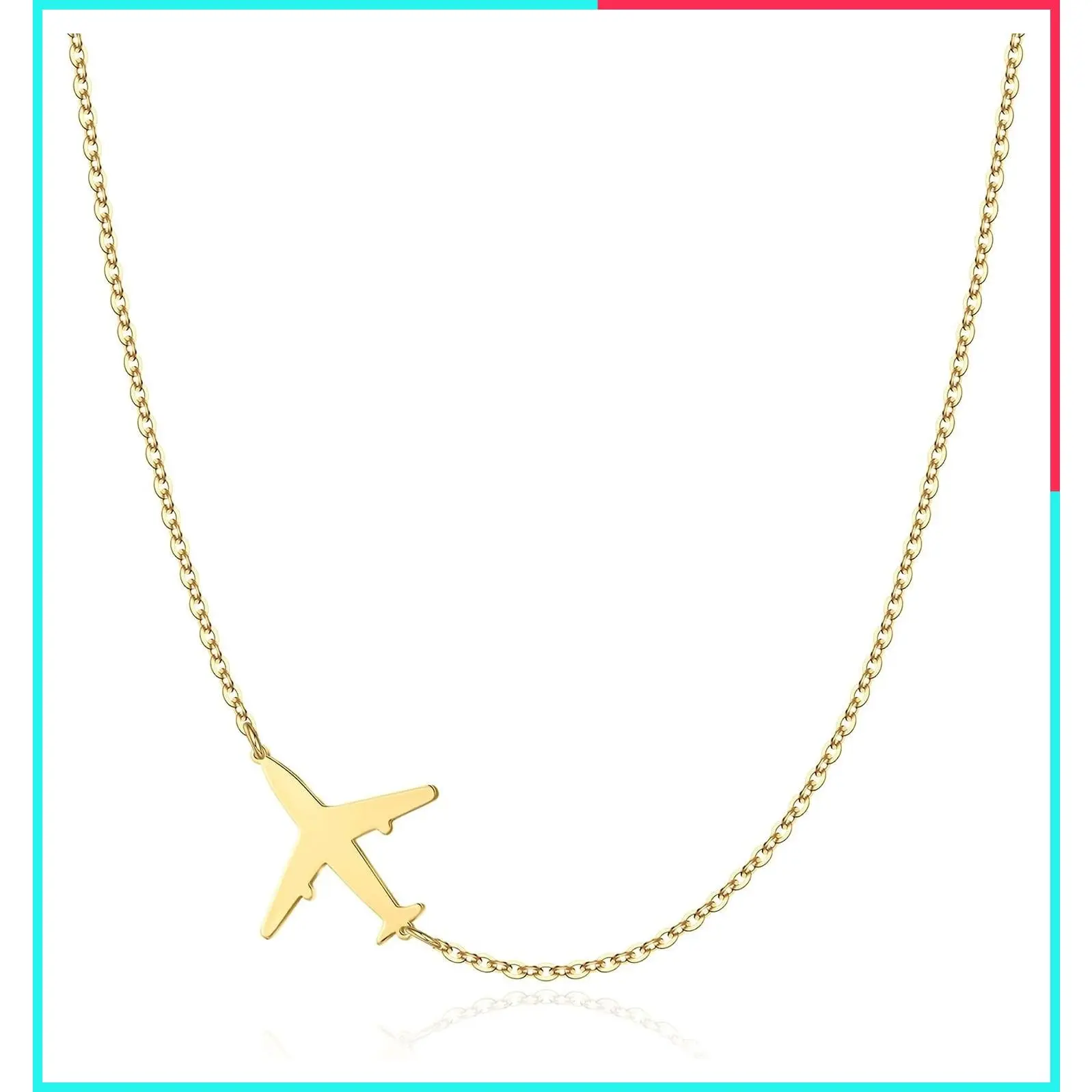 Dainty Necklace for Women, Sideways Airplane/Swallow/Lightning Pendant, Trendy Adjustable Chain Simple Choker, Everyday Gifts