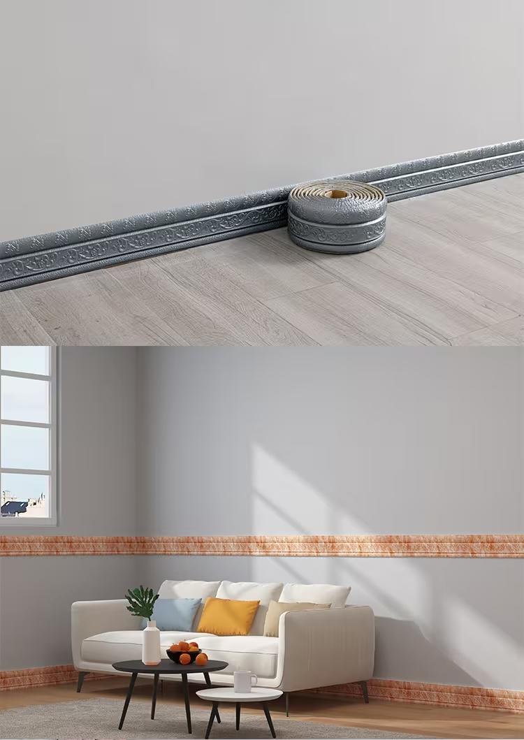 362.2 Inch (90.55 Inch X 4 Rolls) 3D Self-Adhesive Waterproof Wall Stickers - Foldable, Multiple Colors Availabel and Stick, Foam Decorative Strips, Wallpaper Borders, Foam Baseboards, Wall Stickers, Suitable for Home Decoration