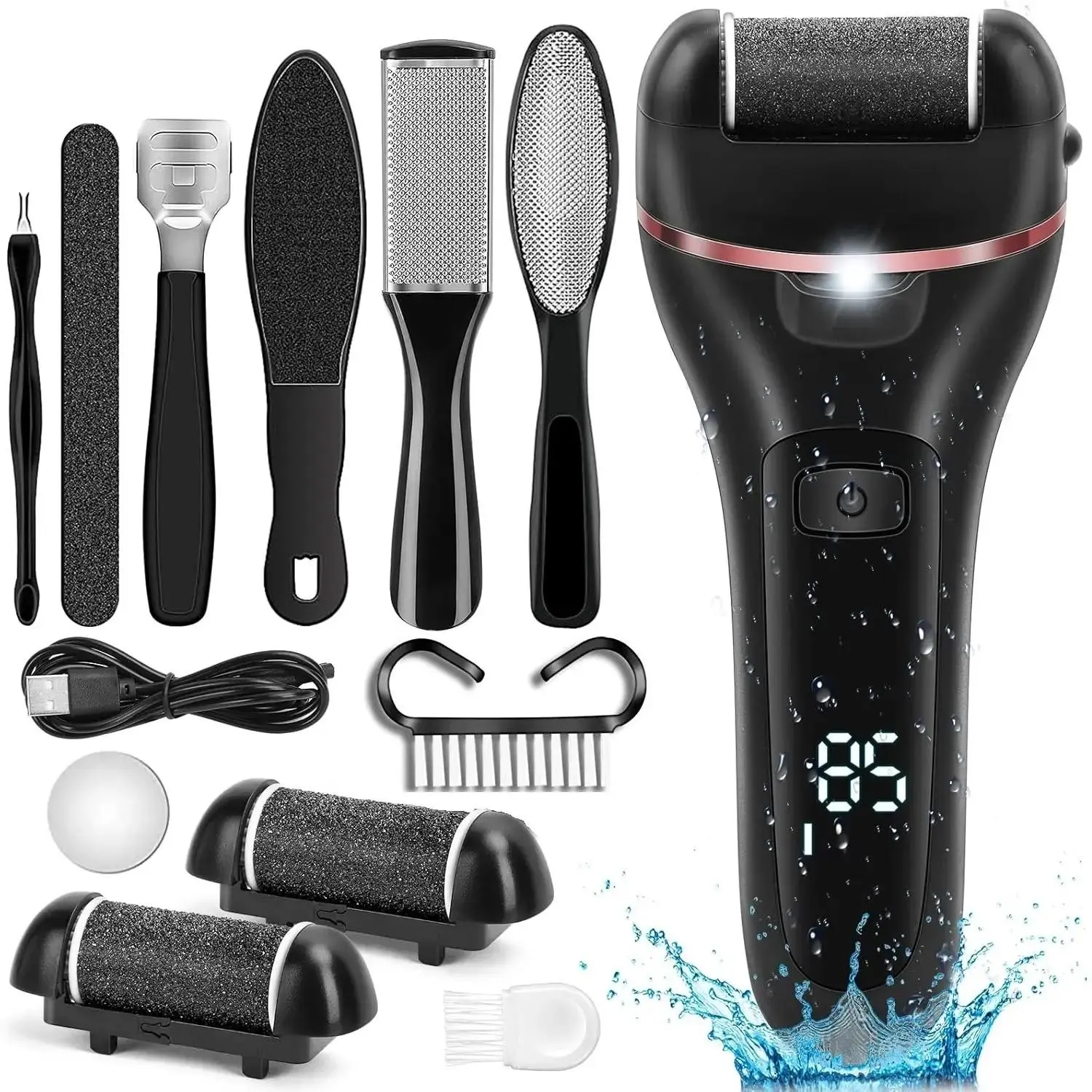 Rechargeable Electric Foot Grinder, USB Rechargeable Pedicure Tool, Adjustable Speeds, Home Foot Skin Grooming for Men & Women Self-Care