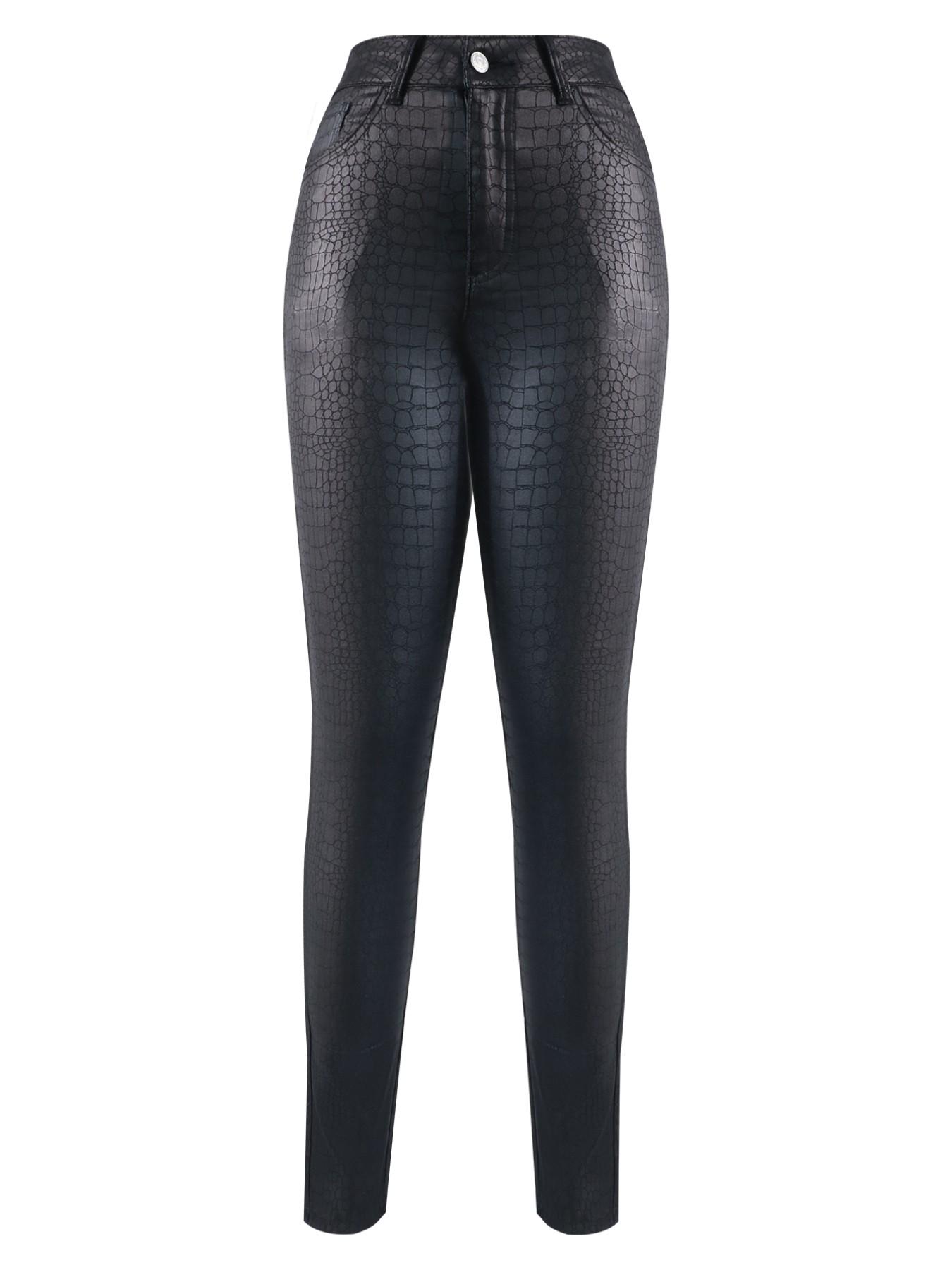 Women's Trendy Snake Print Faux Leather Pants, High Elasticity Sexy Tight Fit, Street Style/night Club Wear, Spring & Fall Fashion