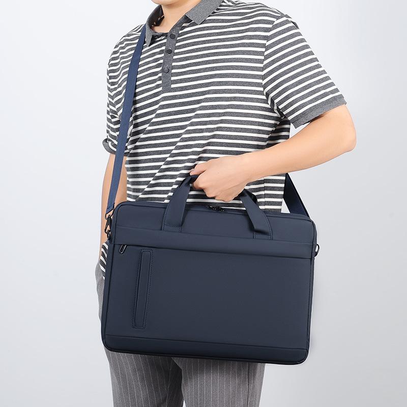 Waterproof Laptop Briefcase - Sporty Chic Woven Fabric Business Handbag with Detachable Strap, Multi-Pockets, Zipper for Office Work, Business Casual Use