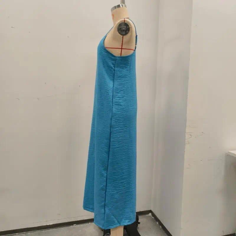 Women's Linen Cotton Maxi Dress with Square Neck Sleeveless Long Dresses, Casual Loose Resort Wear 6XDA
