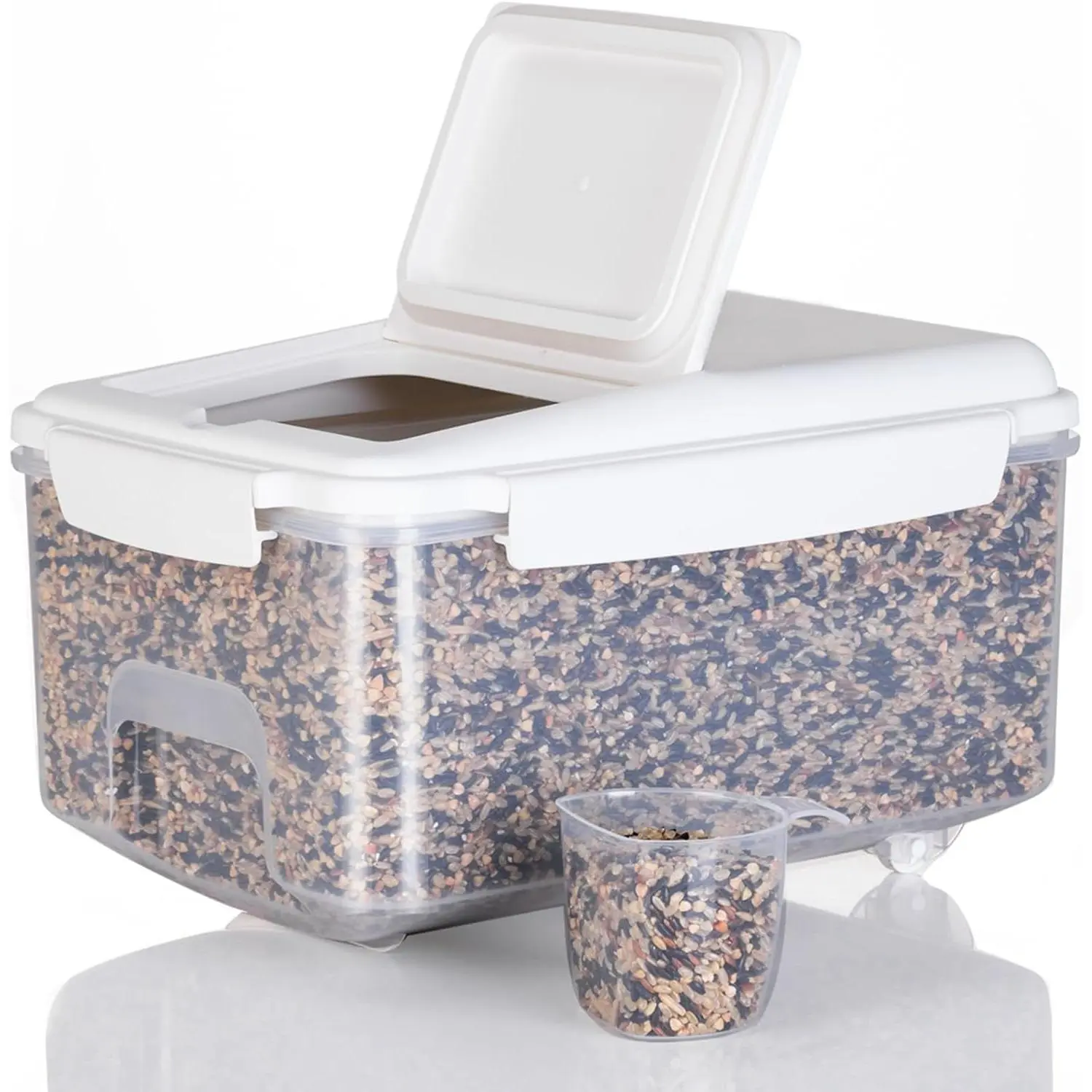 10 lb Airtight Flour Storage Container, , White | Airtight  pantry bin stores 10 lb of flour, rice, sugar, or cereal while keeping contents visible and organized.