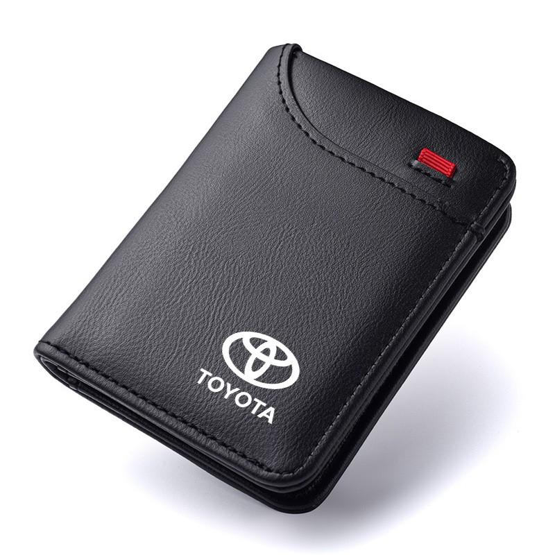 Car Leather Mini Credit Card Purse, Soft Portable Small Wallet, Wallet Card Holder, Compatible with Toyota Corolla, Land Cruiser, Camry, Rav4