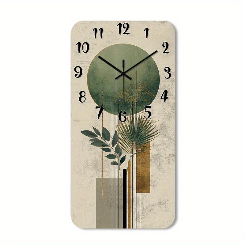 1 piece modern silent non-ticking wall clock - Decorative Clock with Acrylic rectangular dial with high-definition glossy coating and plant wood grain design, suitable for bedroom, entryway - Minimalist decoration, no batteries/installation required