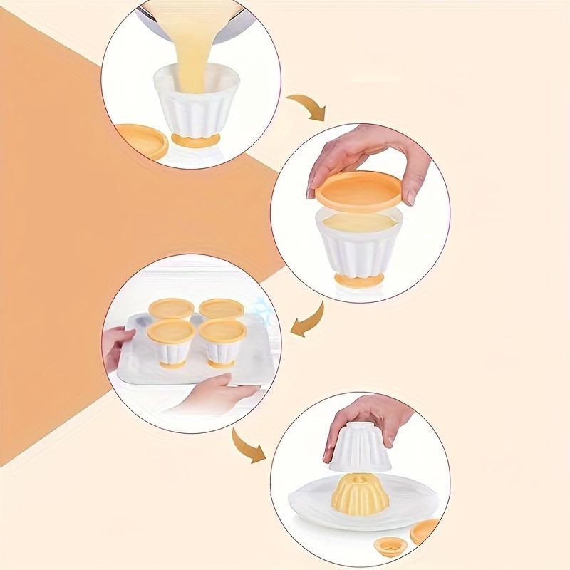 4pcs/set Pudding Molds, Mousse Cake Molds, Durable Baking Tools and Kitchen Gadgets, Perfect for Making Jelly, Panna Cotta, Custard and Chocolate Desserts Eid Al-Adha Mubarak