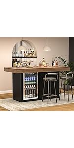 GDLF Large Coffee Bar Cabinet with Fridge Space, Mini Fridge Cabinet with Wine Storage, Buffet Sideboard Table for Home, Fluted Modern Design,53.2" L