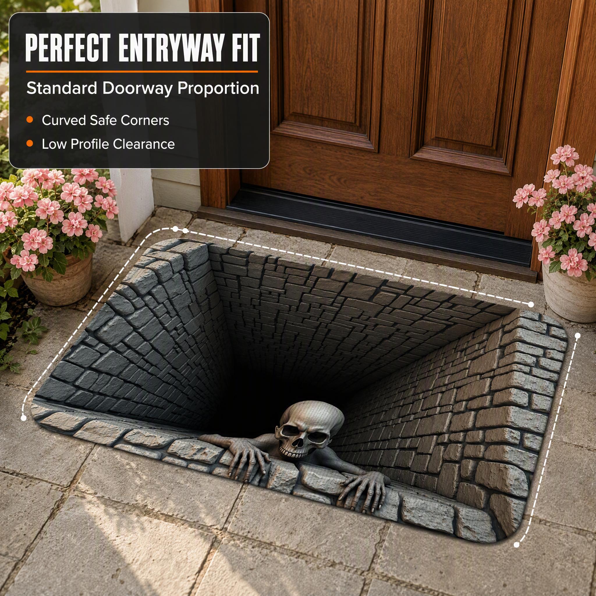 Spooky Halloween Doormat Festive Skull Visual 3D Clown Horror Carpet for Indoor Recreation Spooky Home Decor Welcome Mat