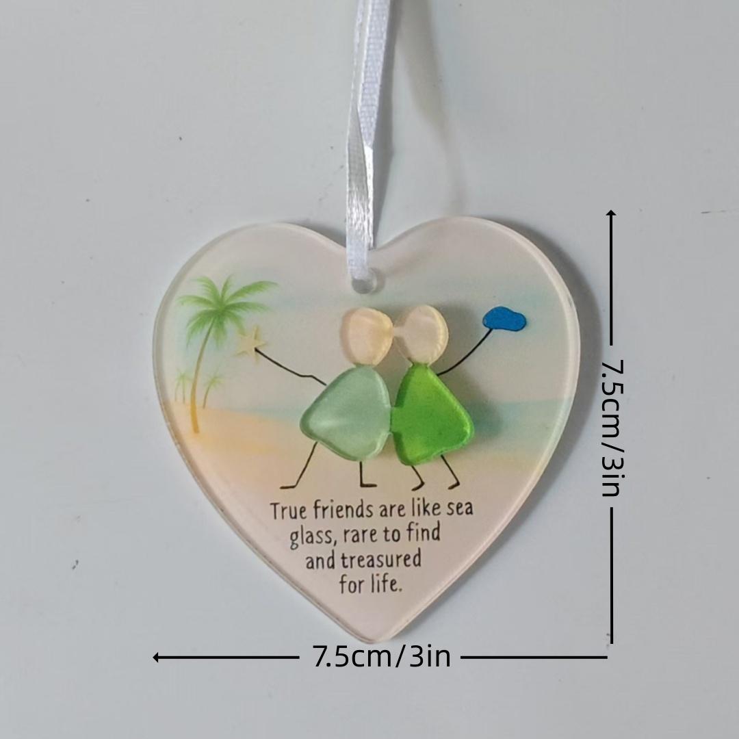 Heart-Shaped Acrylic Friendship Ornament, Eternal Friendship Theme, Snowflake Shape Decor, Acrylic Art Gift, Festive Hanging Pendant