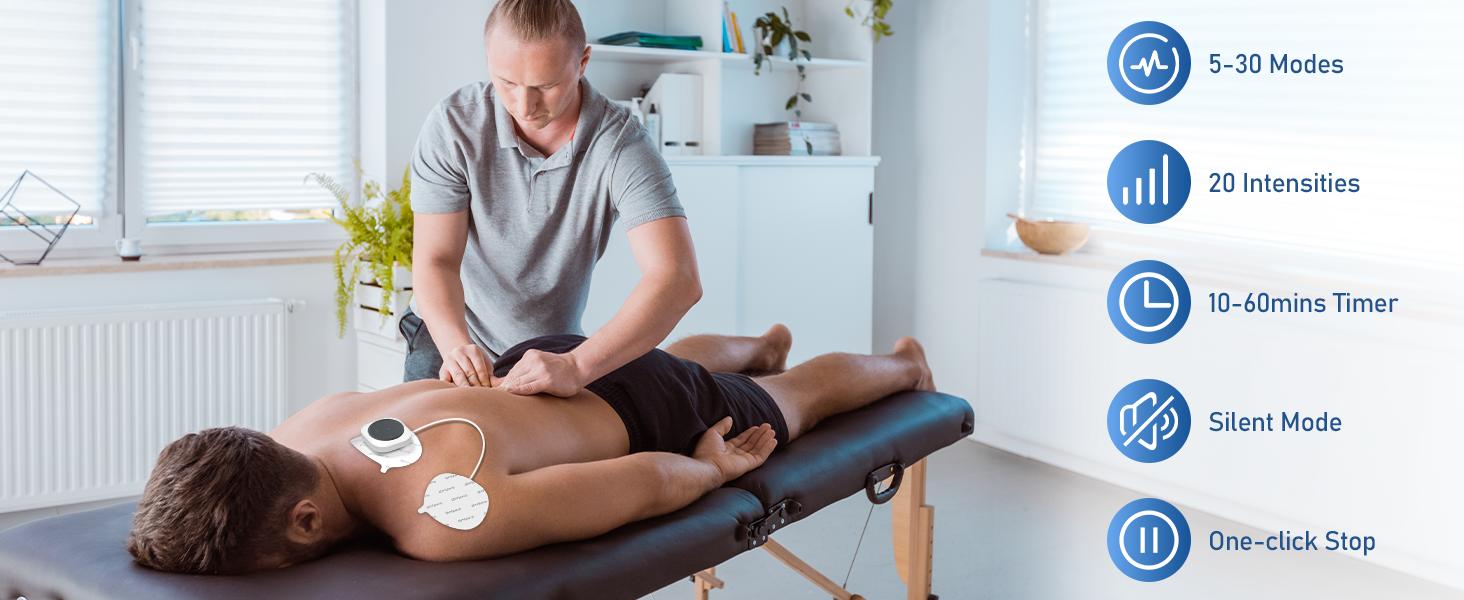 Wireless TENS unit with 2 Wireless Host, Control at the Touch of a Button and App with 30 Programmes, 20 Intensity Levels, Massage Device, Muscle Stimulator with 4