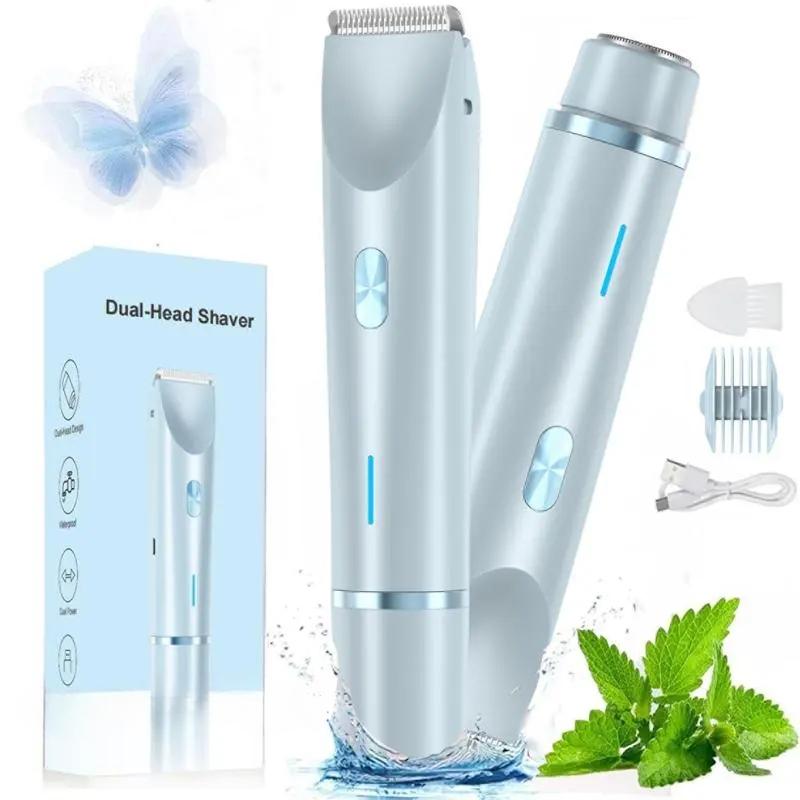 Women's Electric Hair Trimmer Shaver, Cordless Hair Trimmer, Dual-Head Rechargeable Razor & Accessories, Wet/dry Use for Armpits Legs Arms Face Body Grooming