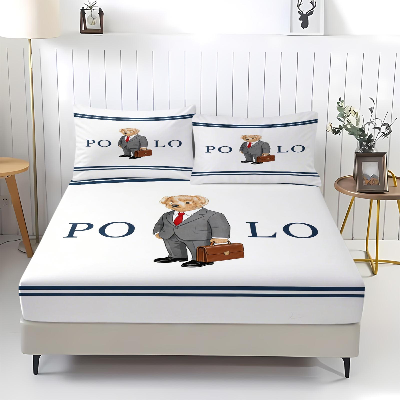 Teddy Bear Pattern Bed Sheet, Comfortable Printed Pattern, Includes 1 Bed Sheet and 2 Pillowcases, Comfortable Bedding, Non slip Dust Cover Suitable for Bedroom and Guest Room, Suitable as a Gift for Children or Adults, Bed Sheets Set