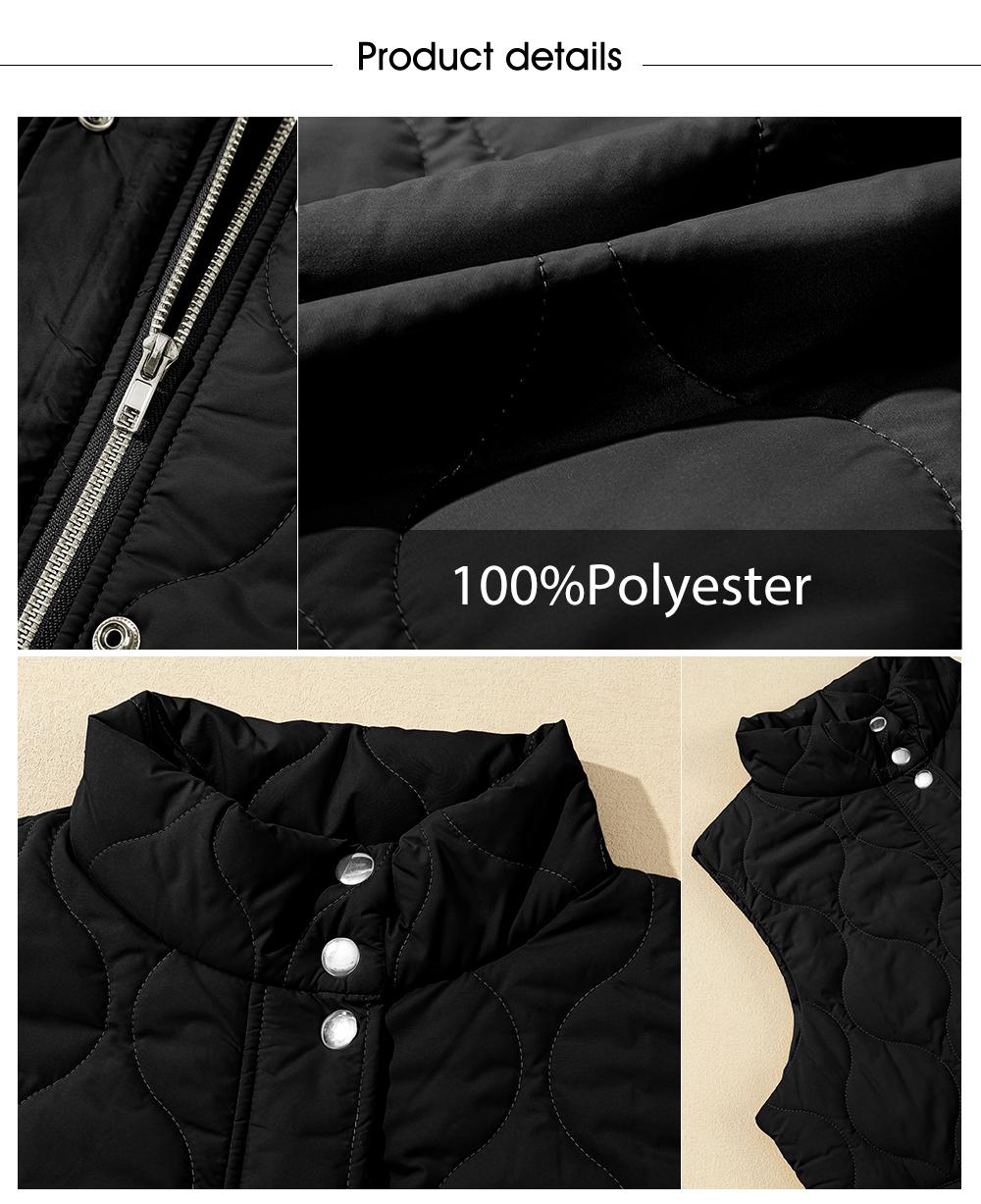 EVALESS Women's Casual Puffer Vest Oversize Lightweight Quilted Jacket Button Zip Up Stand Collar Sleeveless Coat Outerwear 2026 Fashion Green Cozy Boyfriend-Style Winter Outfits