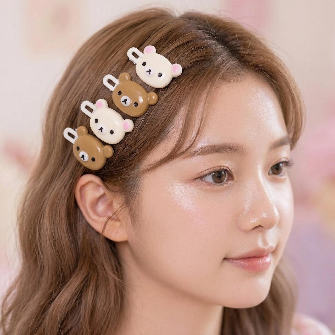 4pcs Cute Bear Hair Clips, Korean Style Girl Fashion, Metal Spring Clip, Daily Versatile Hair Accessories, Trendy and Stylish