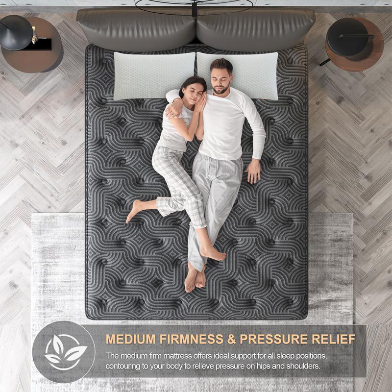 9 /12/14 Inch Gel Memory Foam Mattress Twin Full Queen King Bed Hybrid Spring Mattress  In A Box ，Medium Firm for Motion Isolation, Edge Support
