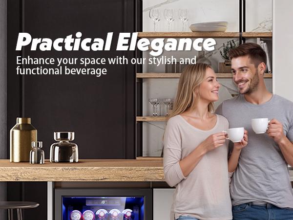 TEHANLD Beverage Refrigerator, Mini Fridge With Glass Door, Beverage Cooler Refrigerator, Wine Drink Beer Fridge, Adjustable Shelves