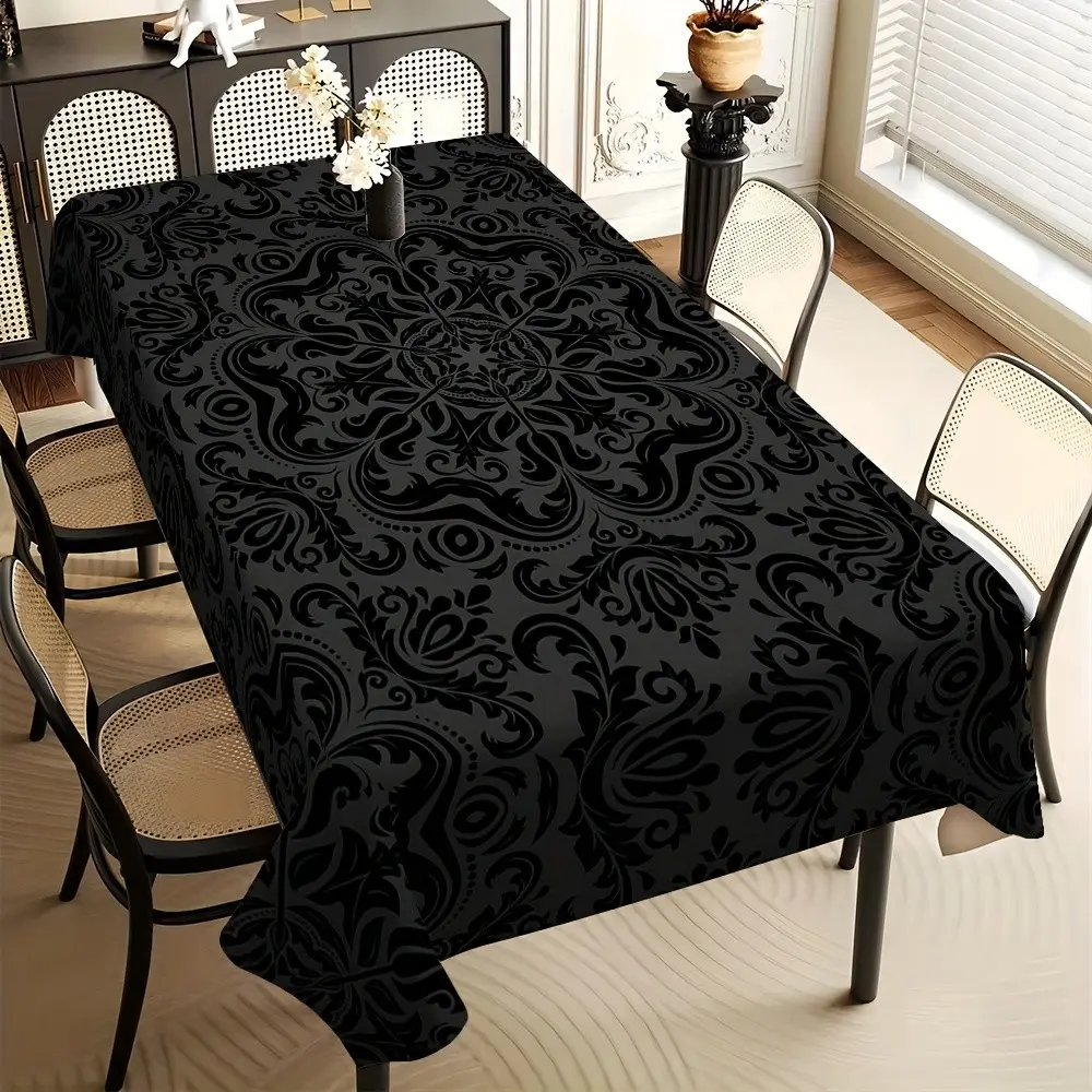 Patterned Rectangular Tablecloth, Festival Event Dining Decor, Hotel Camping Tea Table Bedroom Kitchen Cloth, 1pc