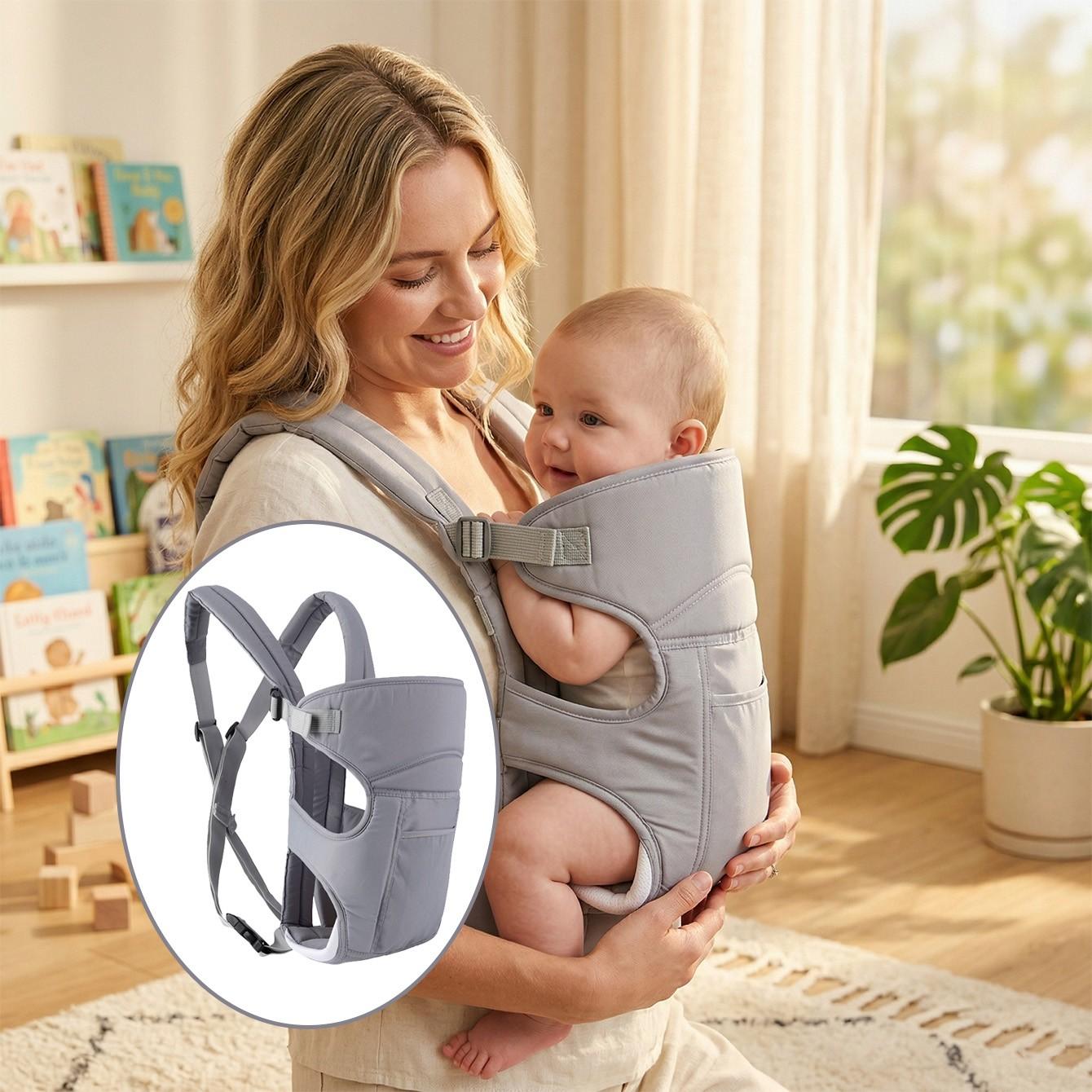 Ergonomic Baby Carrier, Comfortable and Lightweight, Easy to Wear, Waist Support, Suitable for Newborns to Toddlers, Summer Travel