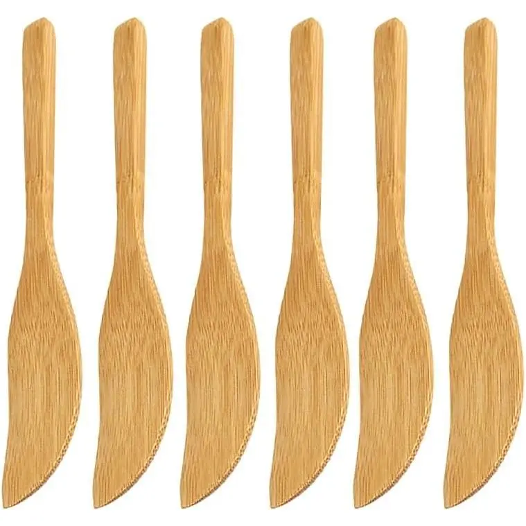 6 Pcs Bamboo Mini Knife Bread Cheese Spreader Butter Knife Dumpling Filling Tool Kitchen Utensils for Jam