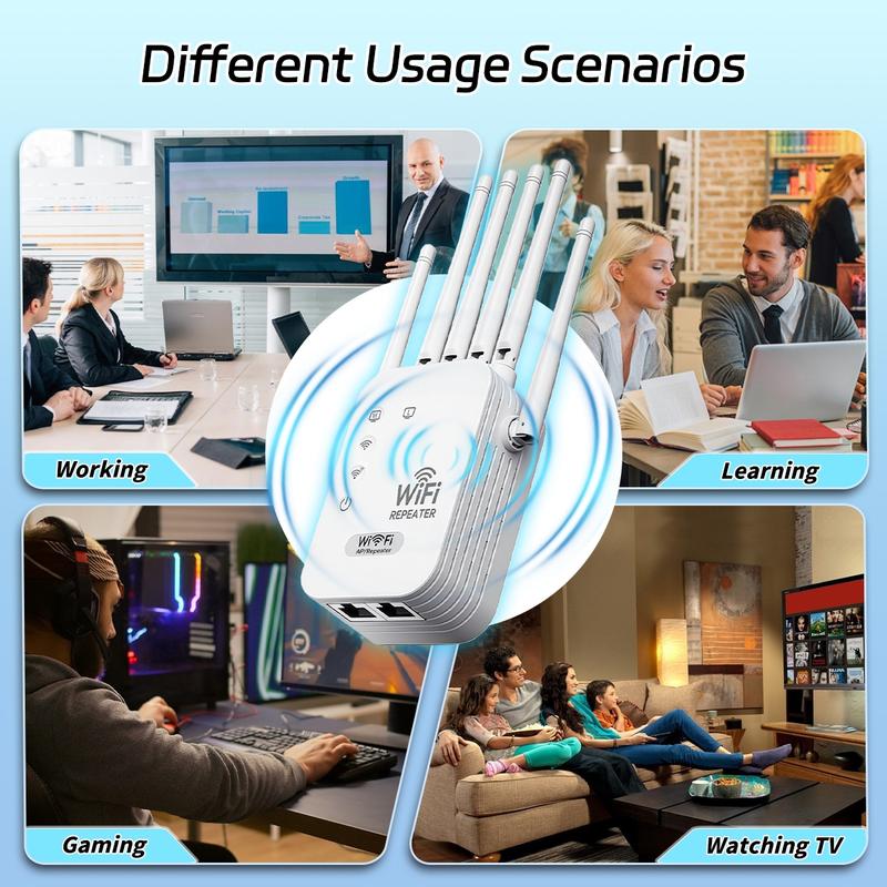 Wireless WIFI Extender, Wifi Repeater Extender, 6 Antennas WiFi Extender Signal Booster for Home Up to 5000 sq.ft with 50 Devices,2.4GHz Signal Booster Long Range Amplifier,Compatible Game Essentials,Gifts