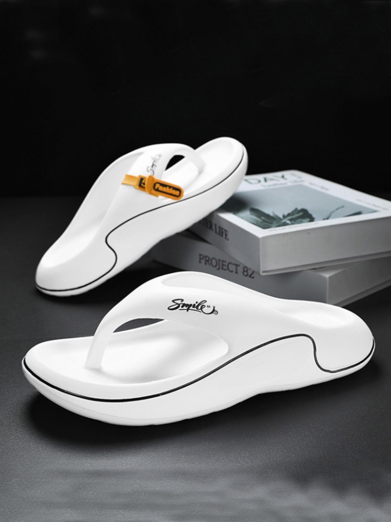 Women's Black Massage Sole Flip-Flops: Anti-Slip Texture + Unique Design, Bathroom Home Lazy Shoes