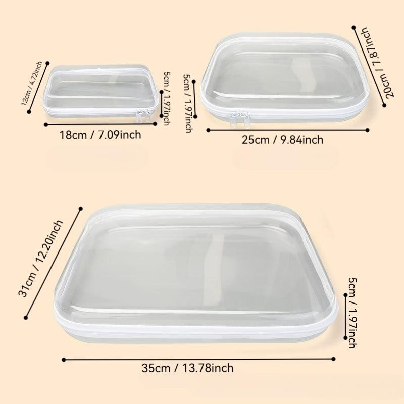 Piqola Clear Organizer Storage Box, Hard Zipper Case, PVC Plastic, Portable Travel Organizer, Makeup Jewelry Toy Storage, High Transparency