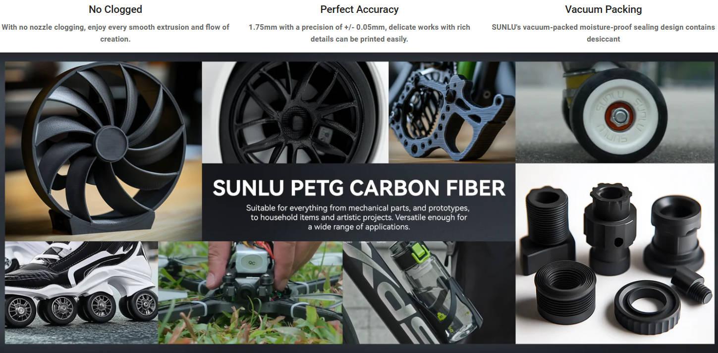 PETG-CF(PETG Carbon Fiber) SUNLU 3D Printer Filament 1KG