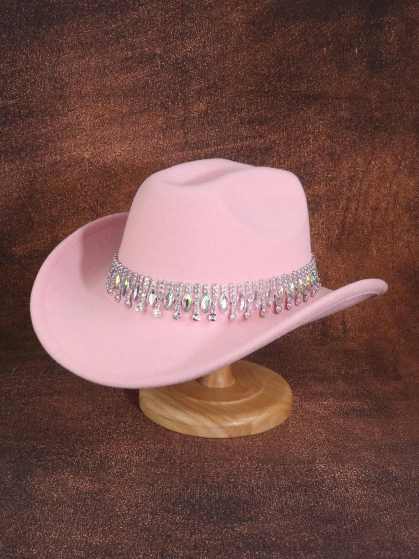1PCS  Shimmering Rhinestone Cowboy Hat for Women, Lightweight Glittery Rhinestone Belt Cowboy Hat, Unique Wedding Party Outdoor Adventure Design