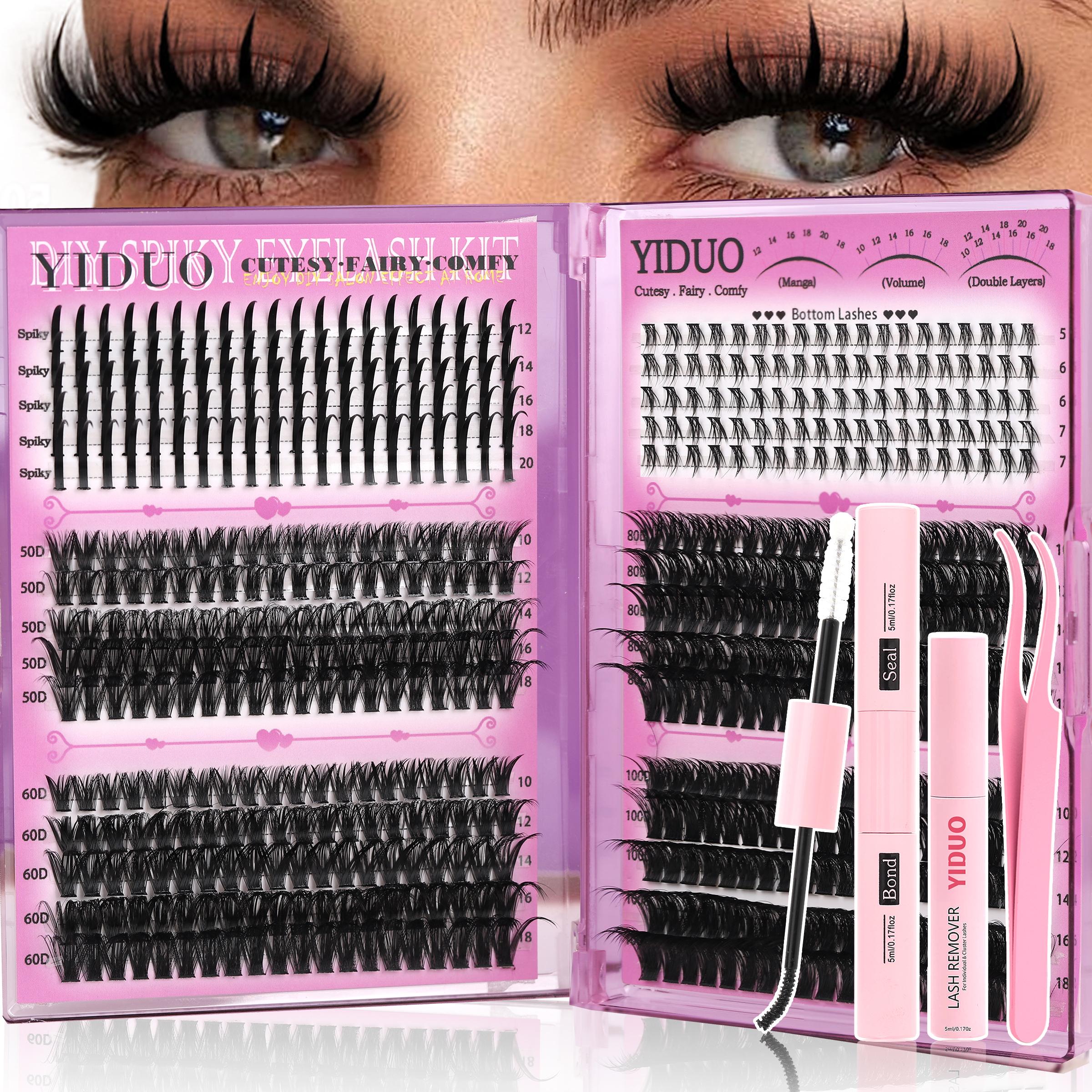 Lash Clusters Kit, Mega/ultra/Dramatic/Volume/Full/Spikes/ Bottom Lashes Clusters Kit WaterProof Lashwith Everything You Need for Beginners and Proficient, DlYat Home Easily, Soft comfortable Easy Apply Natural Lookfor Makeup Daily Life